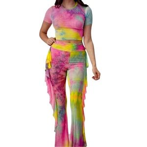 Multicolor, sheer pant outfit